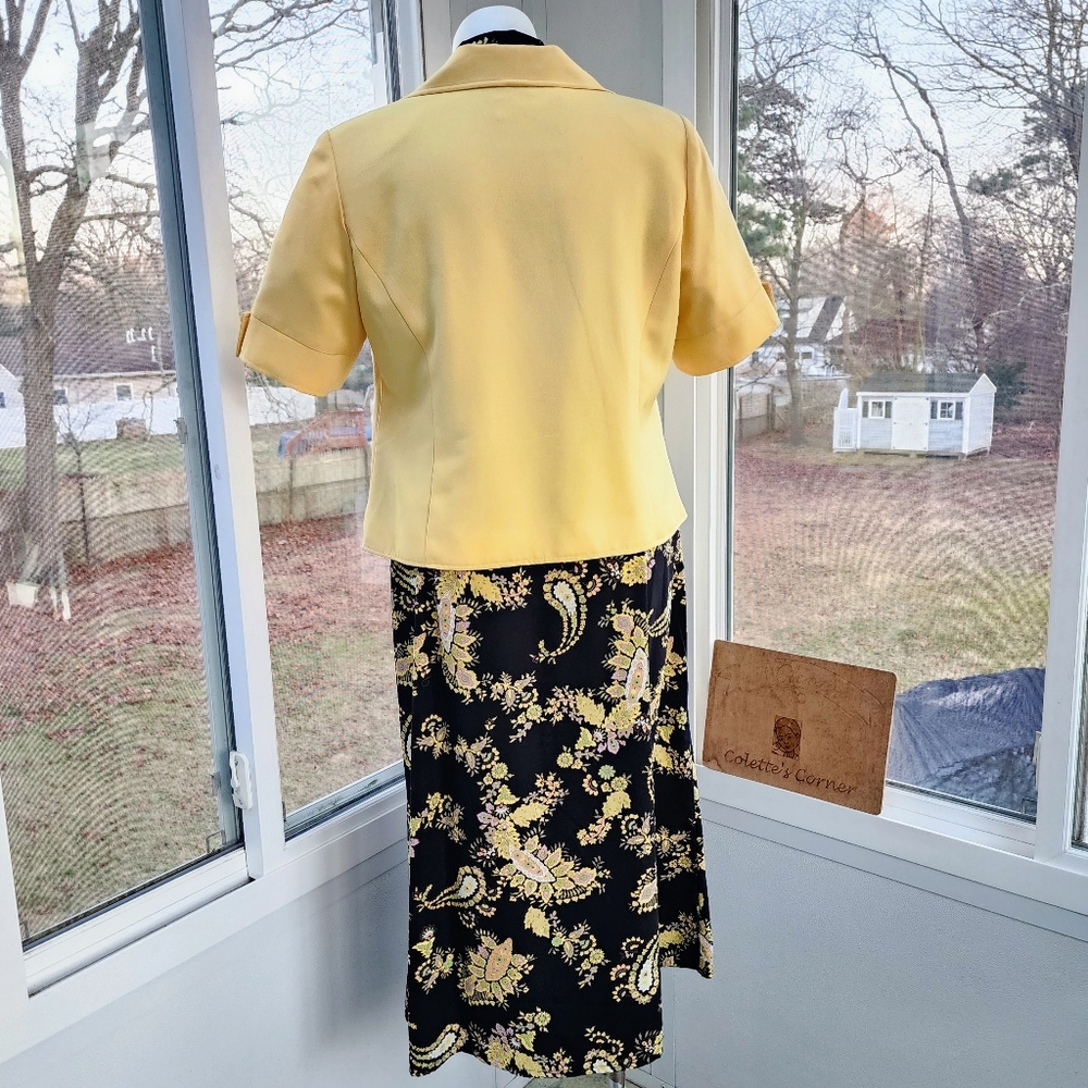 Studio 1 Black Yellow Paisley Sleeveless Dress & Short Sleeve Jacket 2 Piece Set - Picture 5 of 16